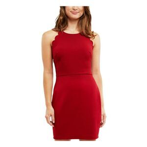 BCX DRESS Womens Red Sleeveless Halter Short Party Body Con Dress M